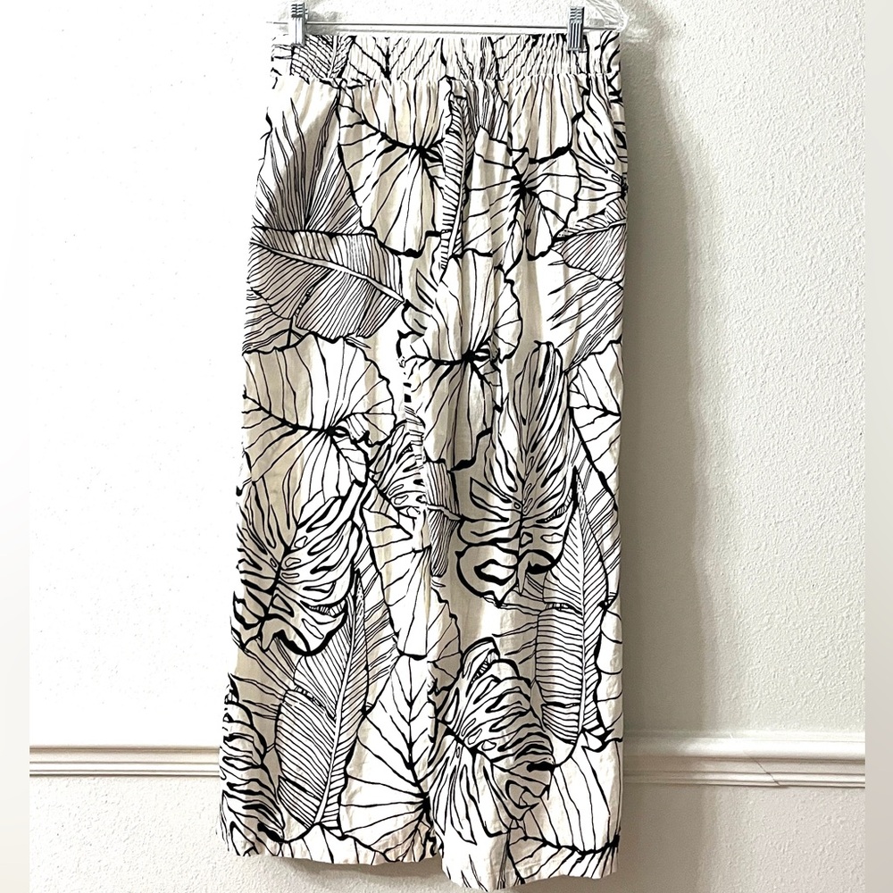 NEW Rachel Zoe Leaf printed Wide Legged pants